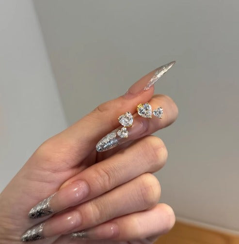 Graduated Heart Gold Studs