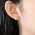 Pink Flower Stud Earrings - Aventus
