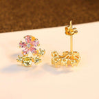 Pink Flower Stud Earrings - Aventus
