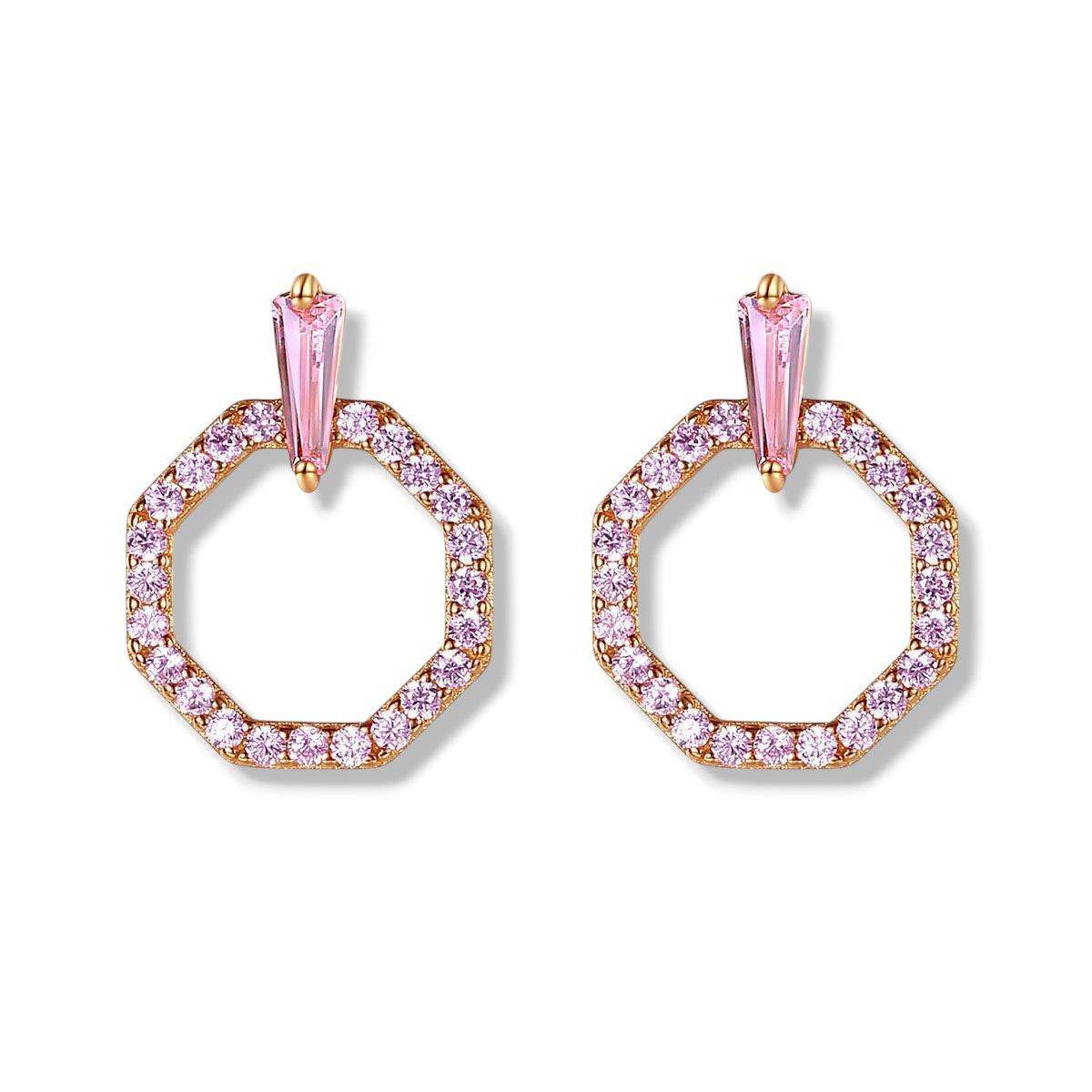 Pave Hexagon Stud Earrings - Aventus