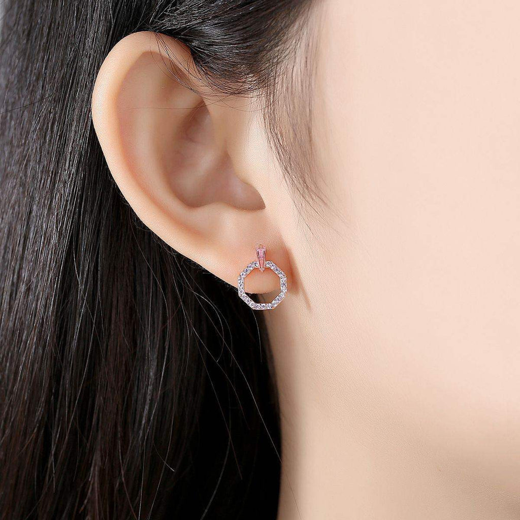 Pave Hexagon Stud Earrings - Aventus
