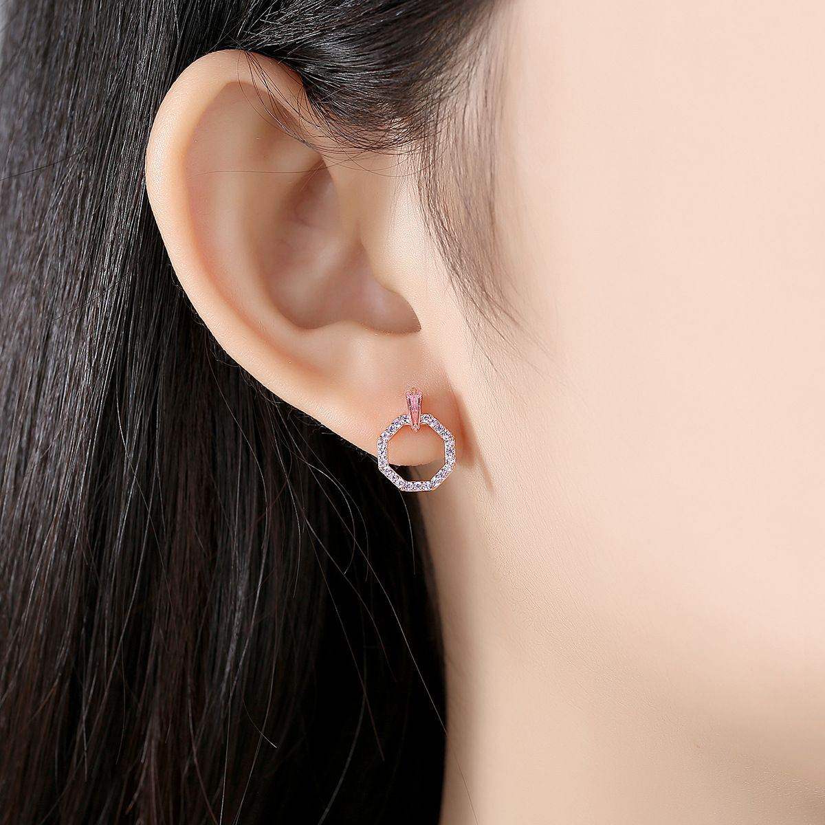 Pave Hexagon Stud Earrings - Aventus