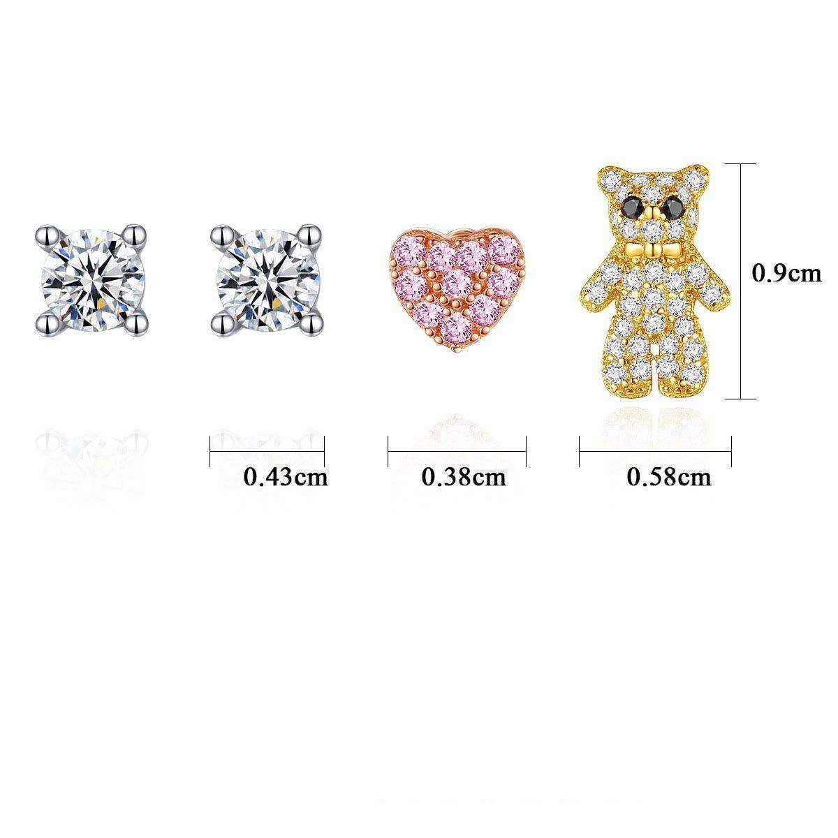 Heart Bear Stud Earring Set - Aventus