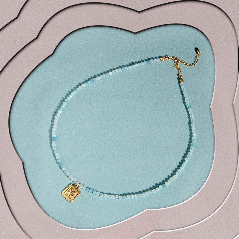 Natural Aquamarine Flower Necklace - Aventus