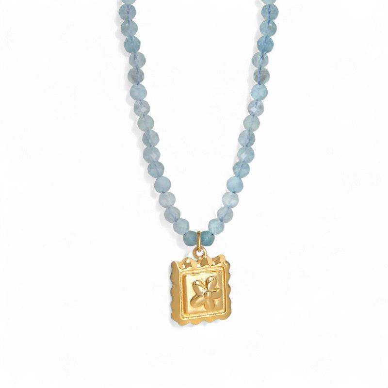 Natural Aquamarine Flower Necklace - Aventus