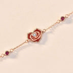 Rose Gold Heart & Rose Bracelet - Aventus