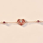 Rose Gold Heart & Rose Bracelet - Aventus
