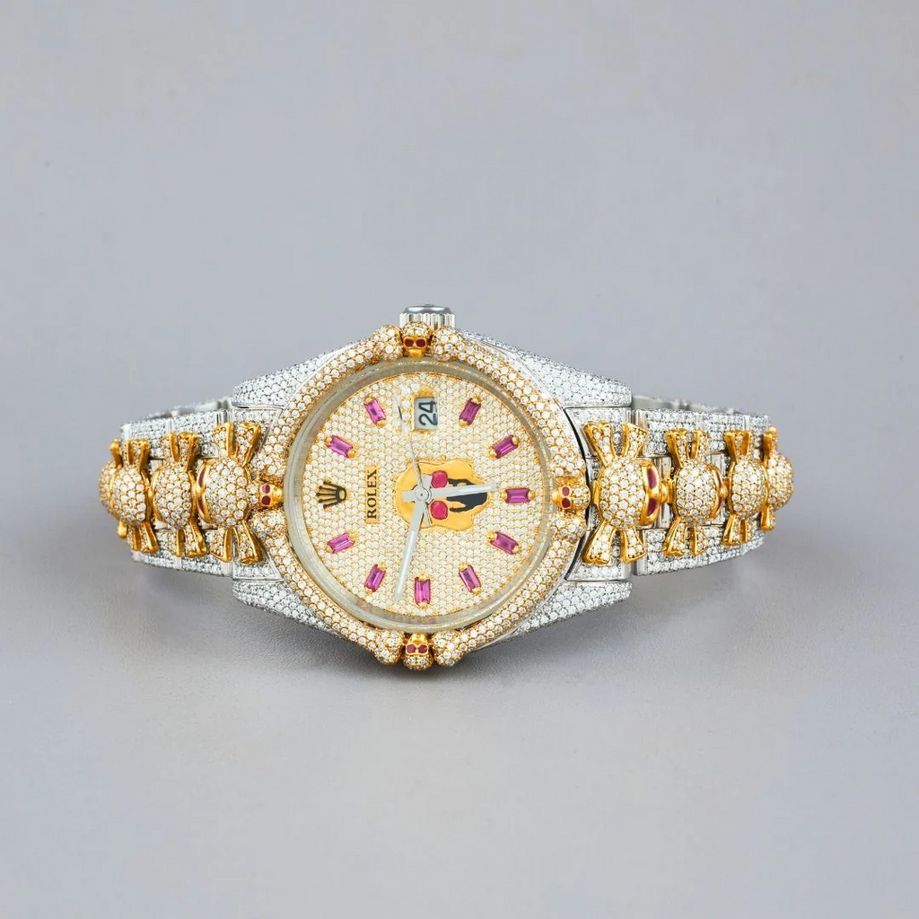 Fully Custom Iced Out Moissanite Datejust 2-Tone Gold Dial