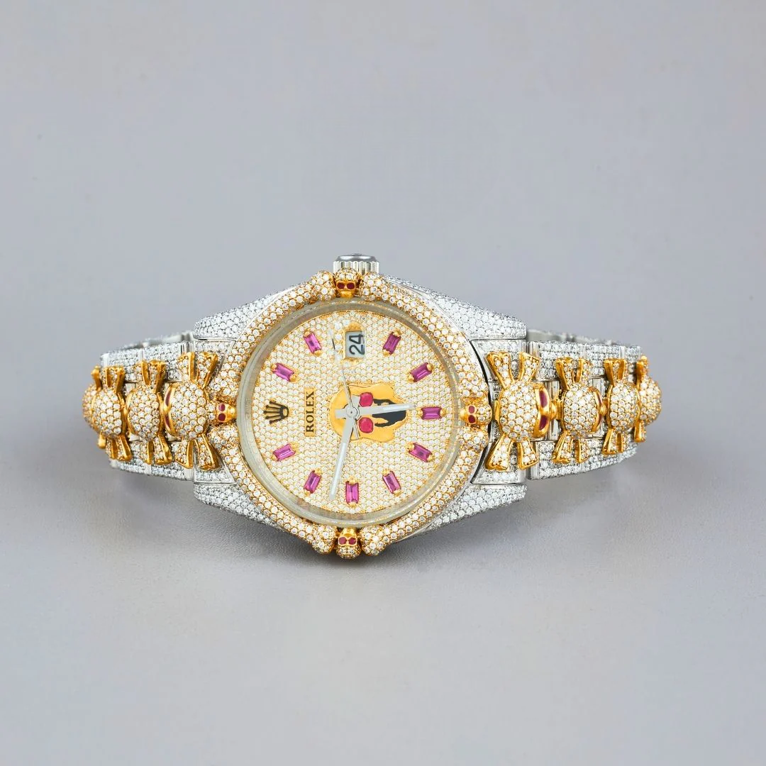 Fully Custom Iced Out Moissanite Datejust 2-Tone Gold Dial
