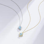 Natural Blue Topaz Eightfold Star Pendant Necklace - Aventus