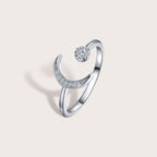 Pave Crescent Moon Ring