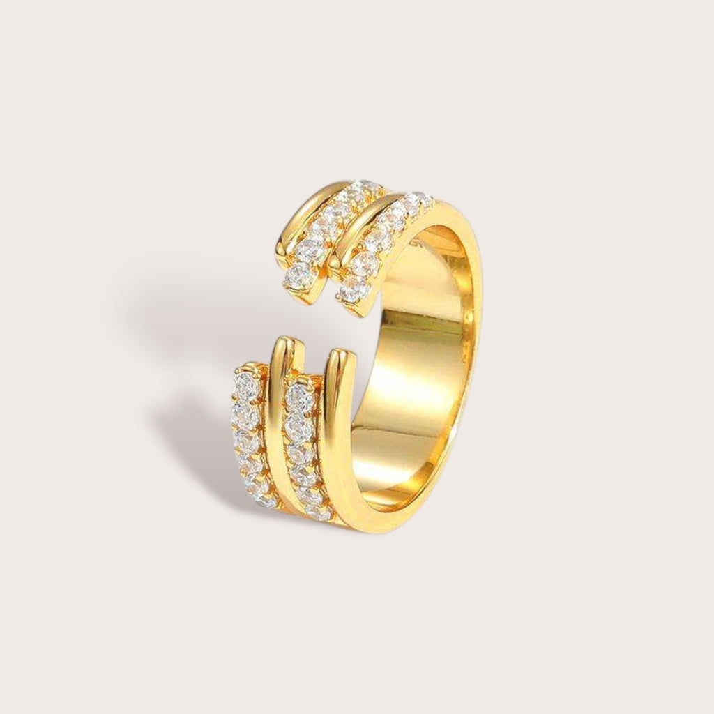 Gold Pave Tri-Band Ring