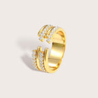 Gold Pave Tri-Band Ring
