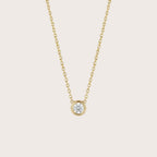 Round Diamond Pendant Necklace in 18K gold plated sterling silver with cubic zirconia - Aventus