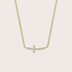 Smile Cross Strand Necklace in 18K gold plated sterling silver with cubic zirconia - Aventus