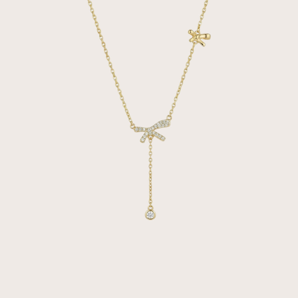 Bow & Drop Charm Necklace