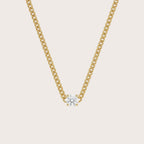 Gemmed Curb Chain Necklace in 18K gold plated sterling silver with cubic zirconia - Aventus