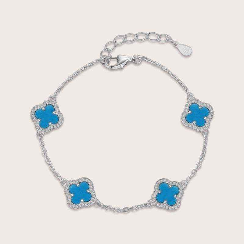 Turquoise Pave Clover Bracelet - Aventus