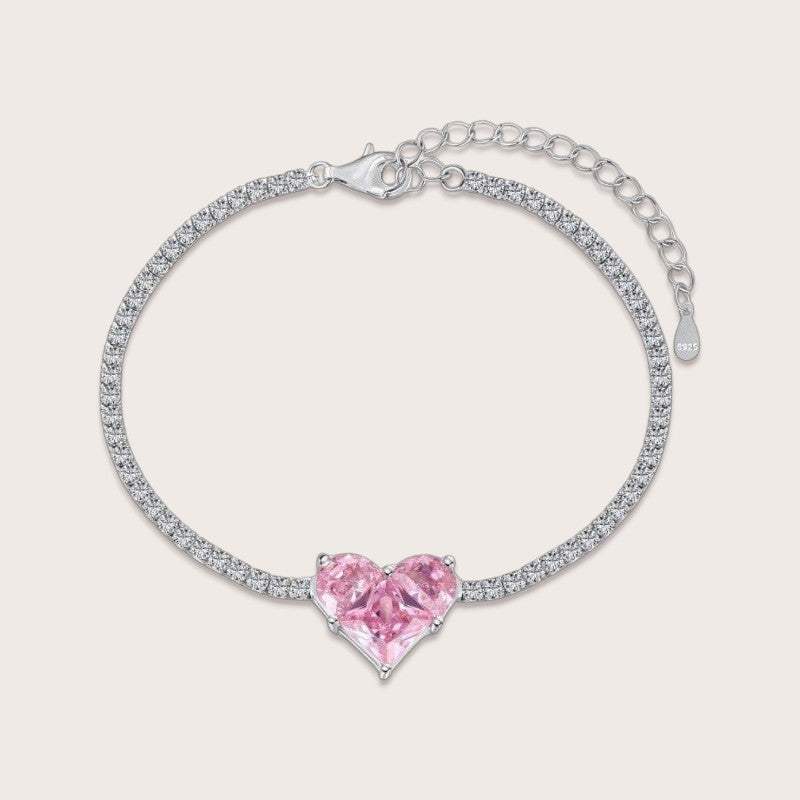 Pink Heart Tennis Bracelet - Aventus