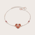 Rose Gold Heart & Rose Bracelet - Aventus