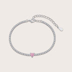 Petite Pink Heart Tennis Bracelet - Aventus