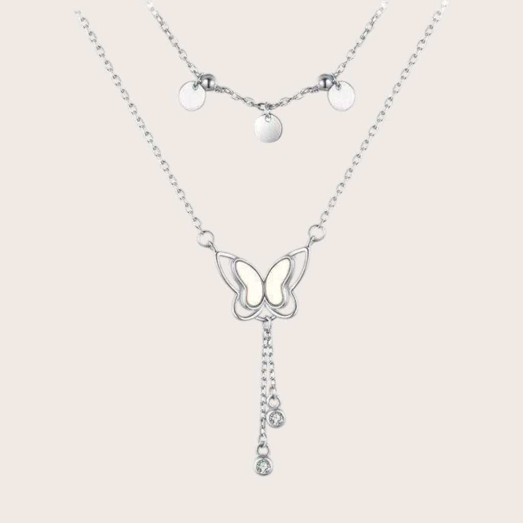 Multi Strand Sequin Butterfly Necklace