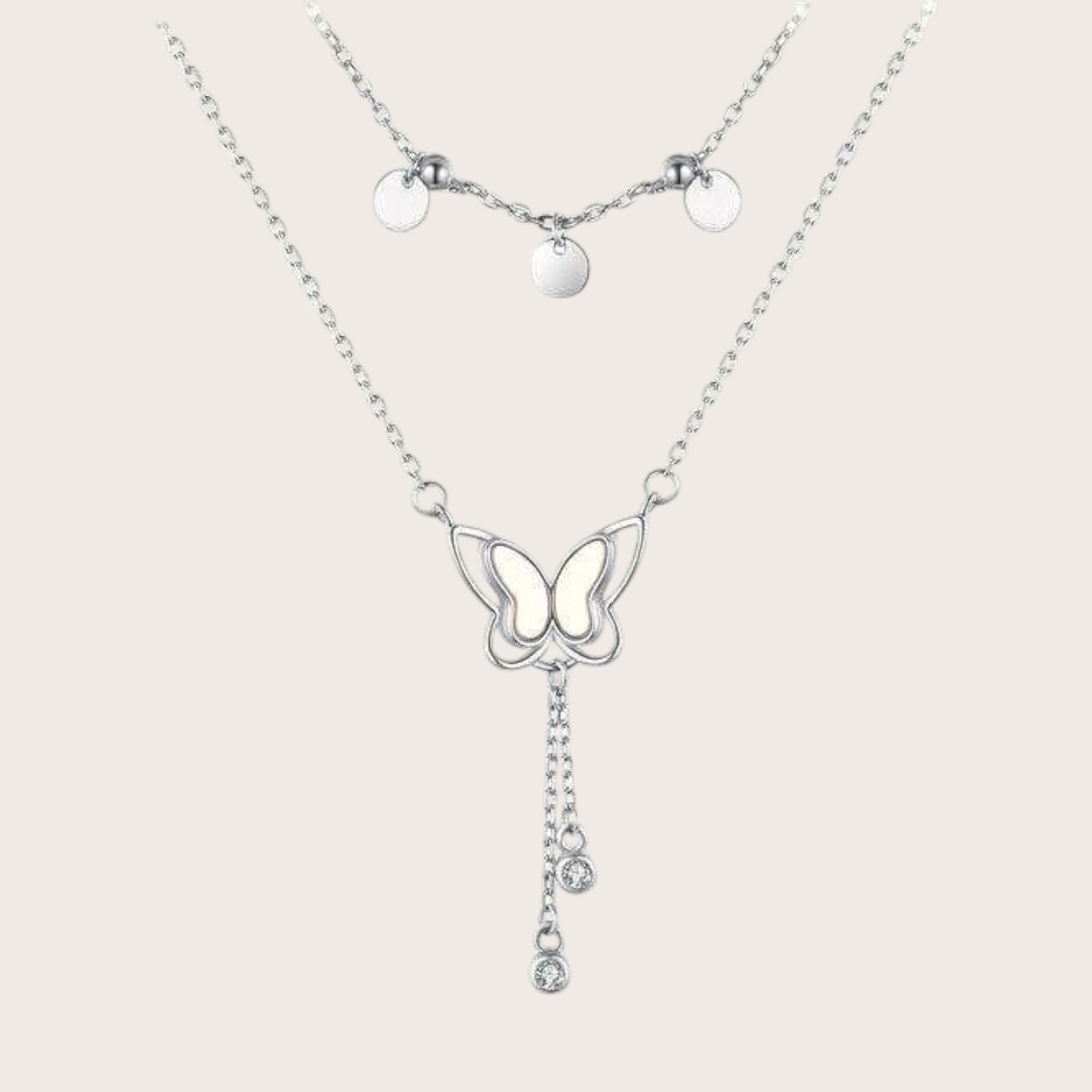 Multi Strand Sequin Butterfly Necklace