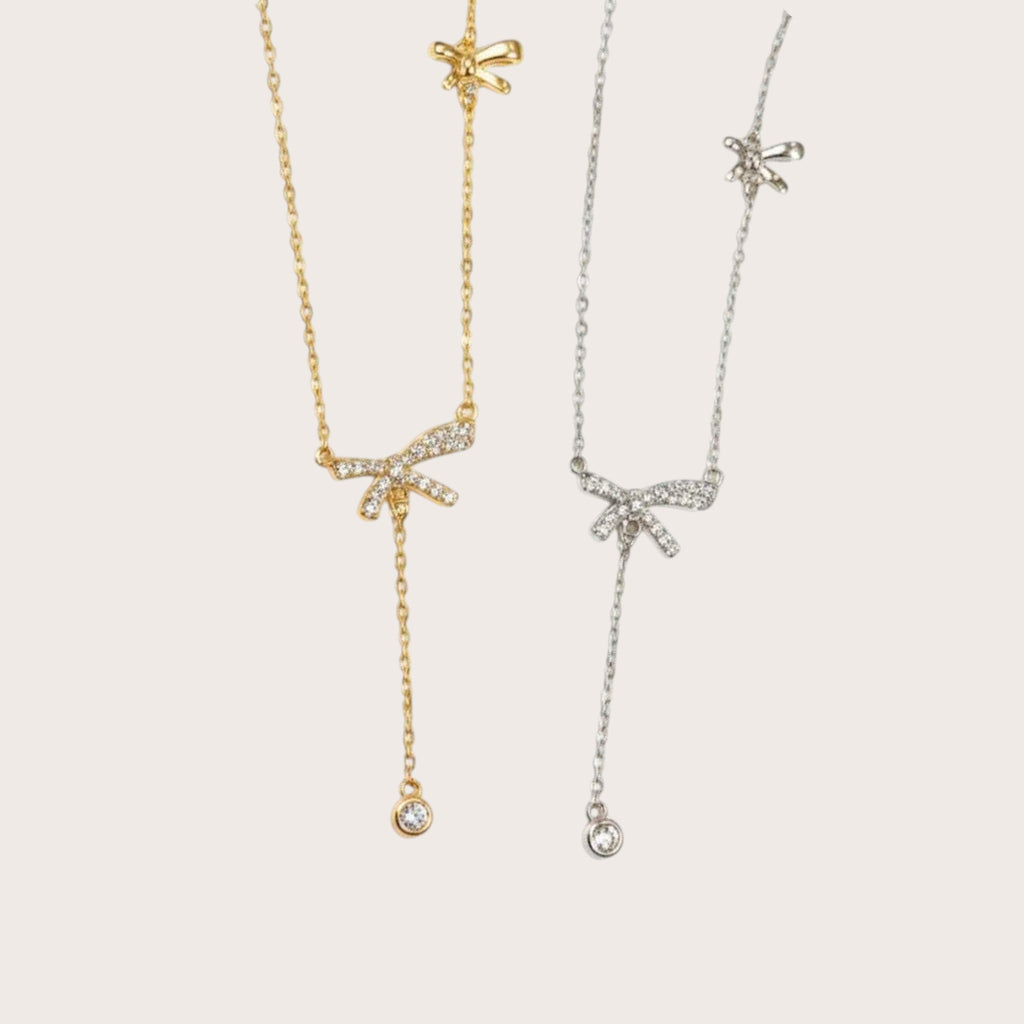 Bow & Drop Charm Necklace