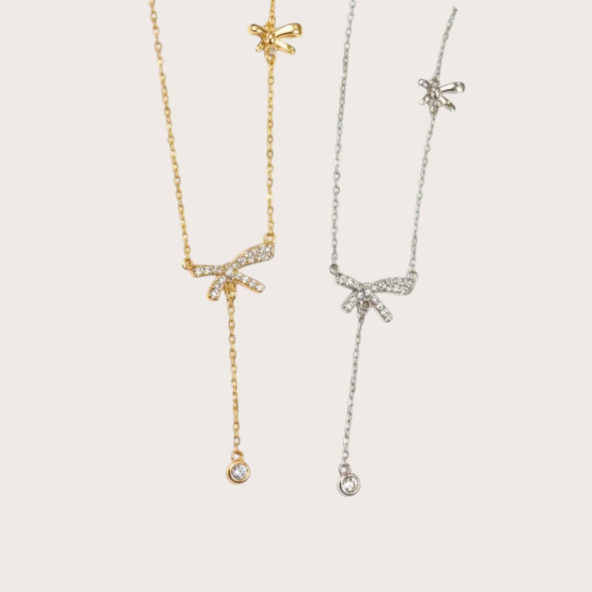 Bow & Drop Charm Necklace