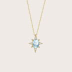 Natural Blue Topaz Eightfold Star Pendant Necklace