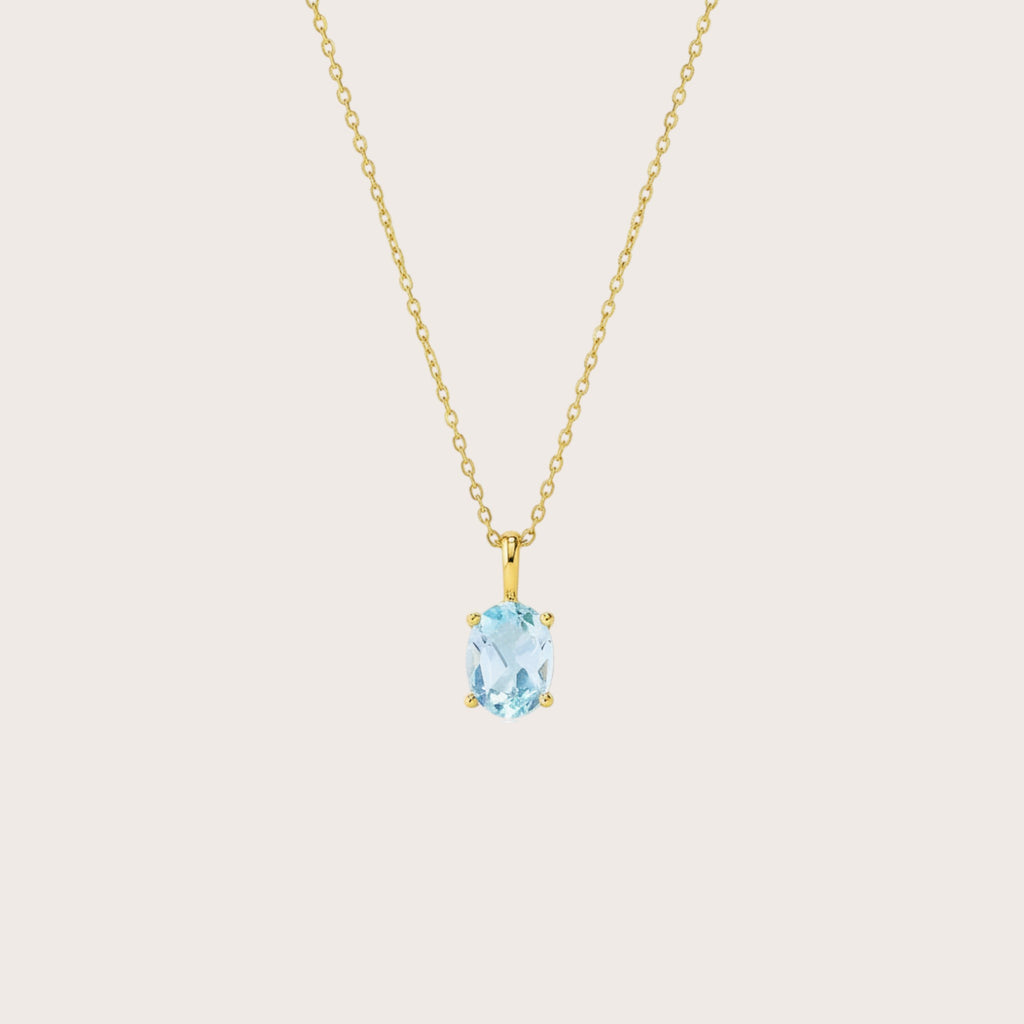 Natural Blue Topaz Pendant Necklace