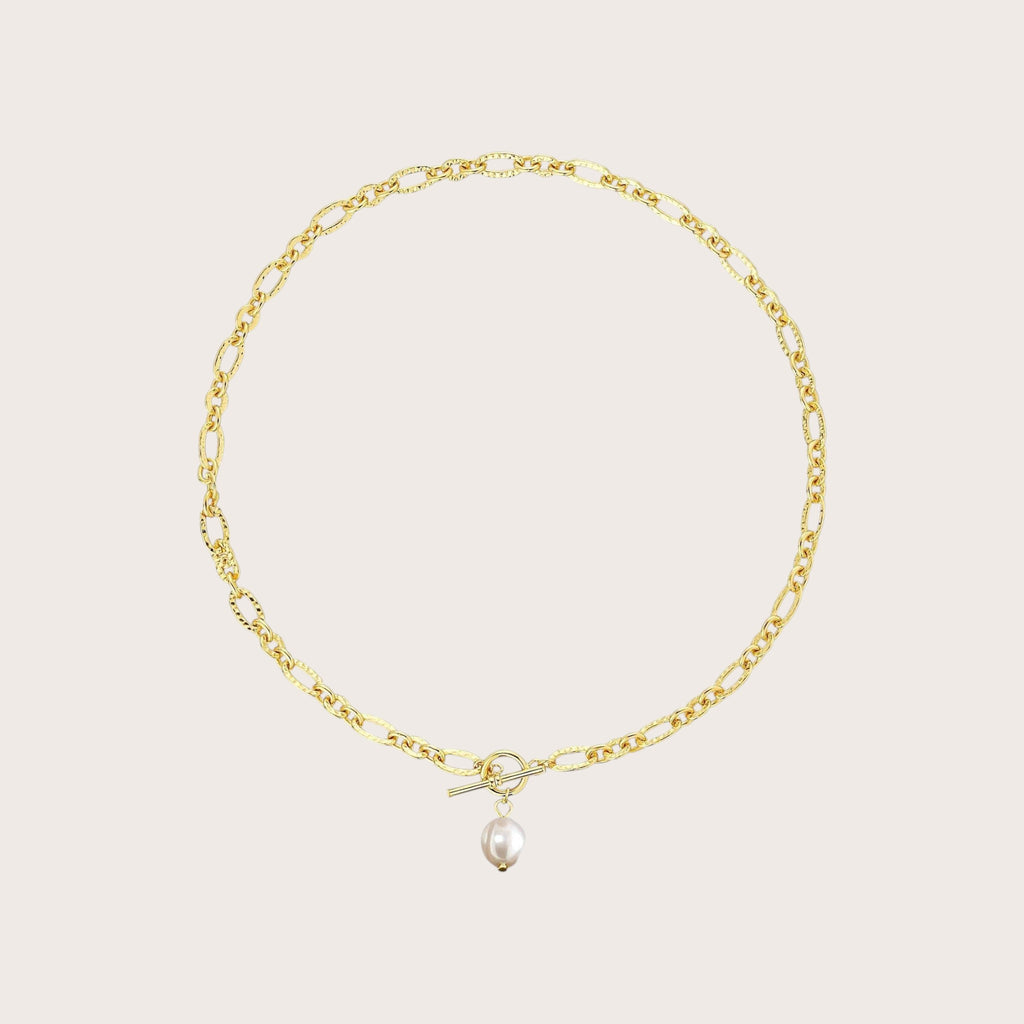 Natural Pearl Oval Chain Necklace