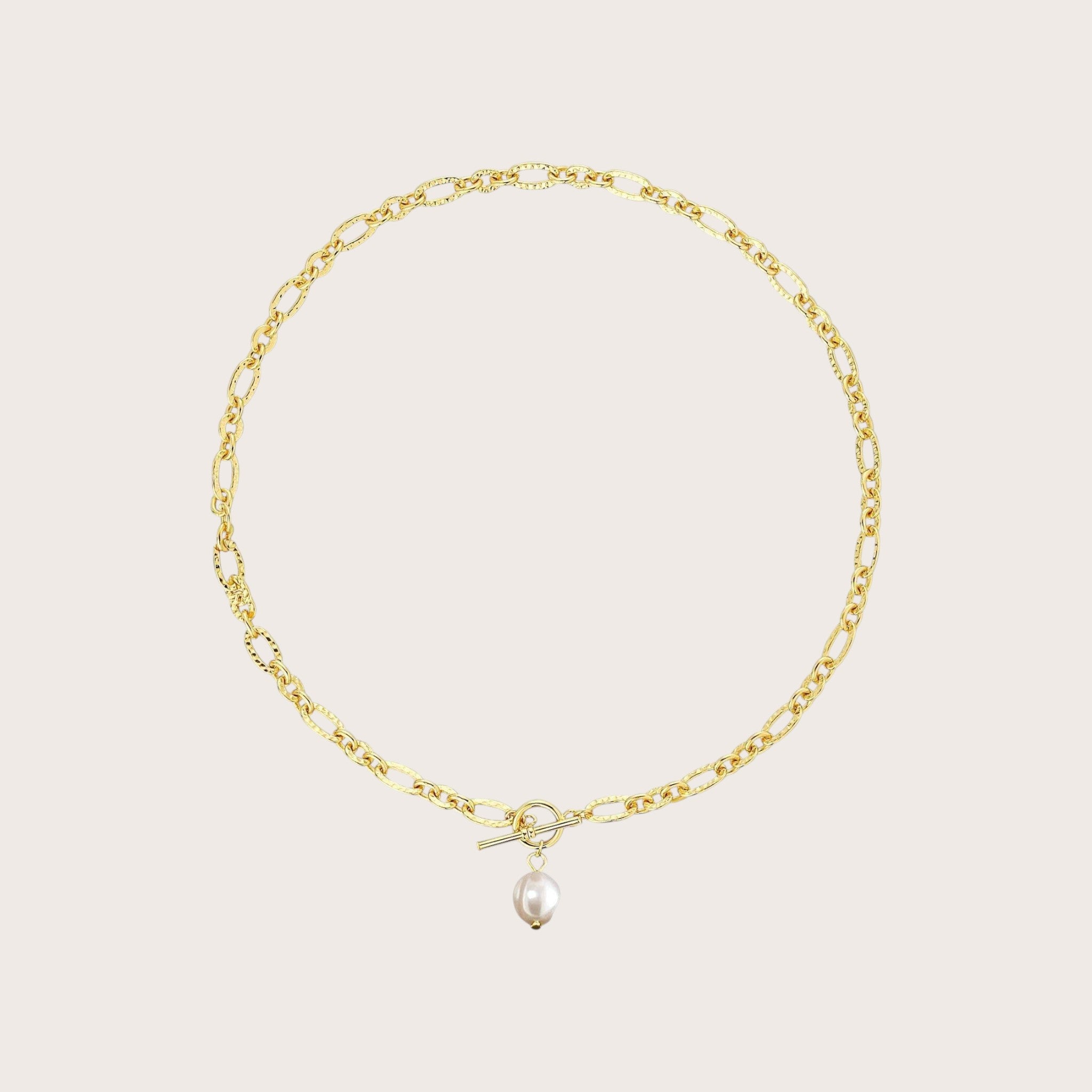 Natural Pearl Oval Chain Necklace