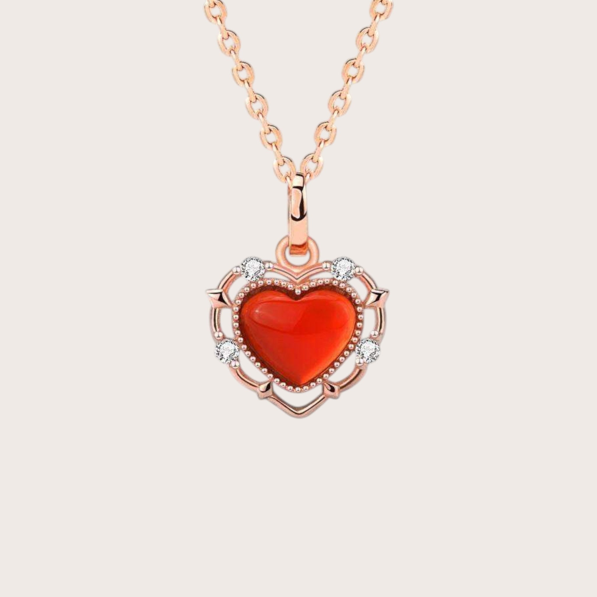 Red Agate Heart Necklace