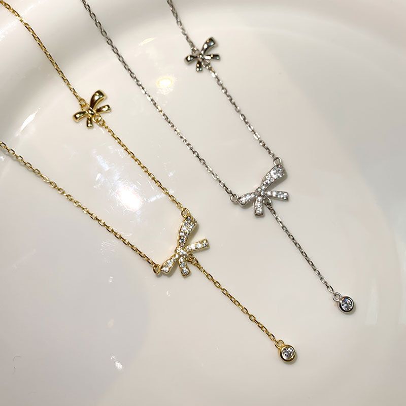 The Bow & Drop Charm Necklace
