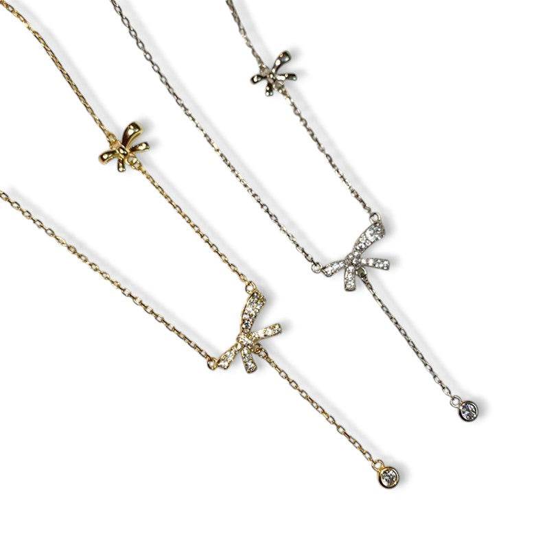 Bow & Drop Charm Necklace - Aventus