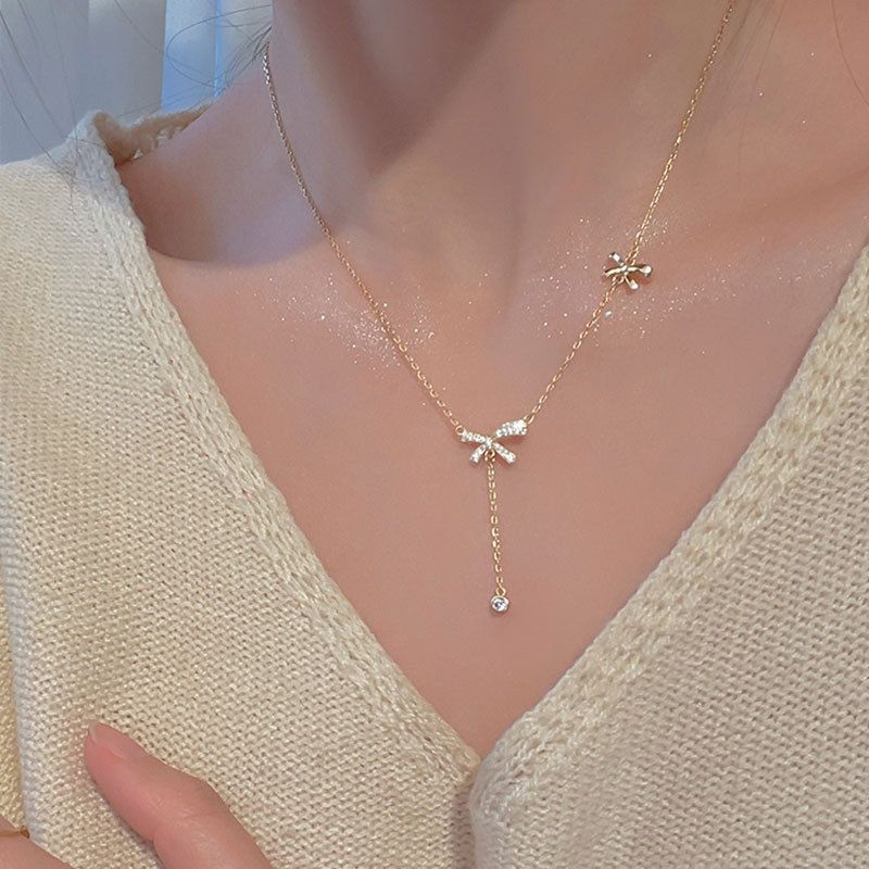The Bow & Drop Charm Necklace