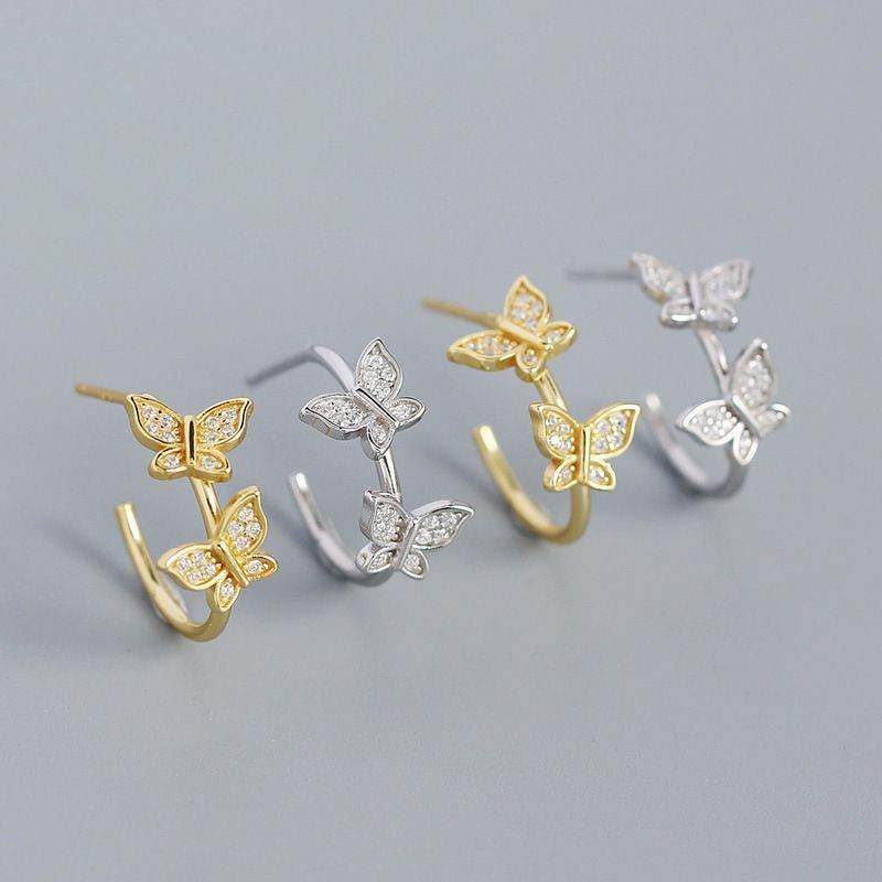 Mini Butterfly Half Hoop Earrings - Aventus