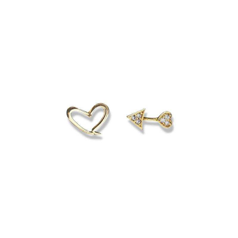 Arrow Heart Piercing Stud Earrings - Aventus
