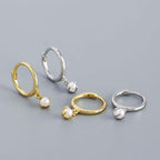 Natural Pearl Dangling Hoop Earrings - Aventus