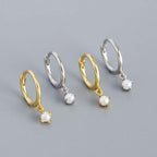 Natural Pearl Dangling Hoop Earrings - Aventus