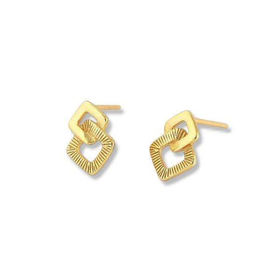 Double Hollow Squared Stud Earrings - Aventus