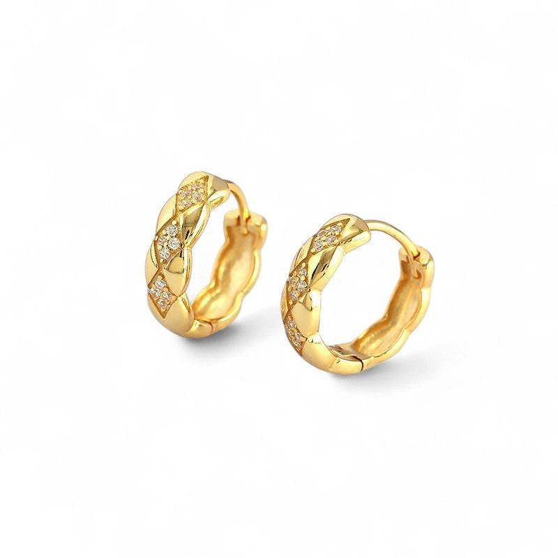 Rhombus Paved Huggie Earrings - Aventus
