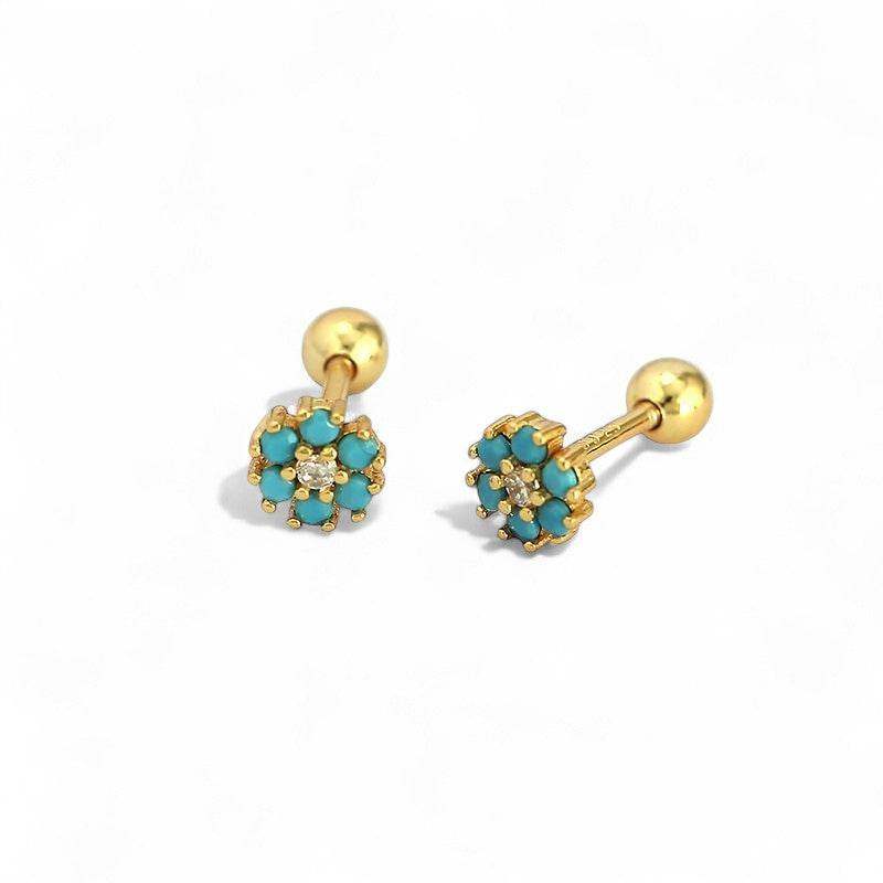 Mini Colorful Flower Stud Earrings - Aventus