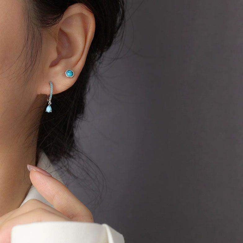 Moonstone Turquoise Stud Earrings - Aventus