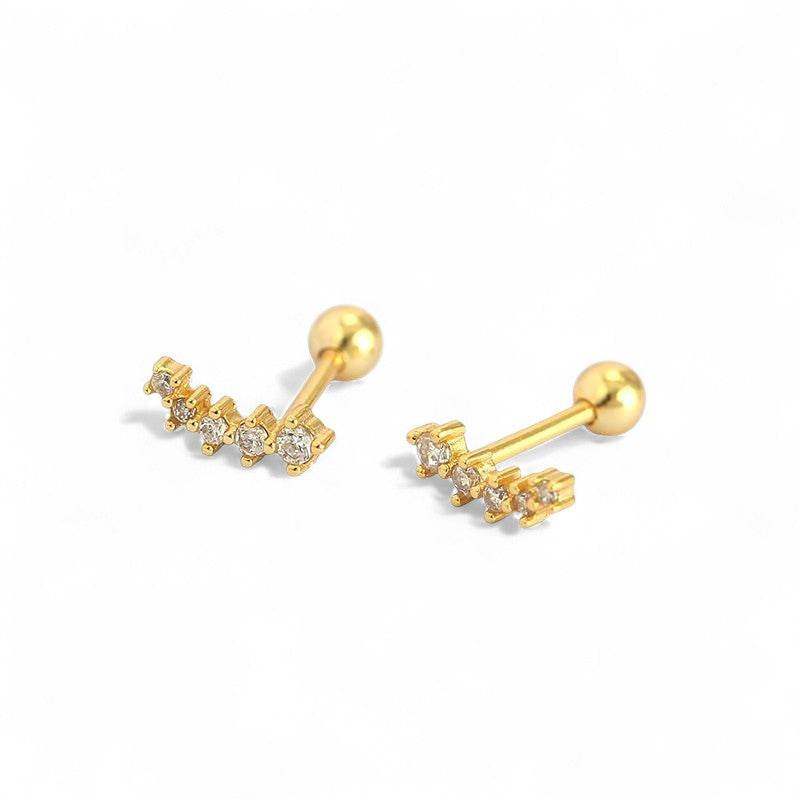 Linear Gemmed Stud Earrings - Aventus