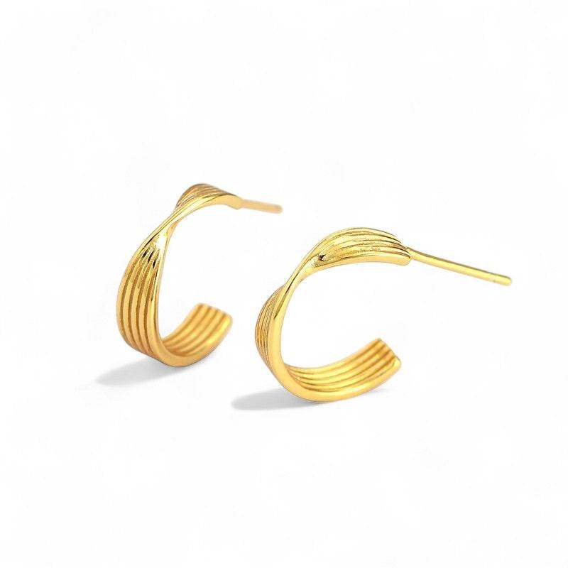 Twisted C Shape Stud Earrings - Aventus
