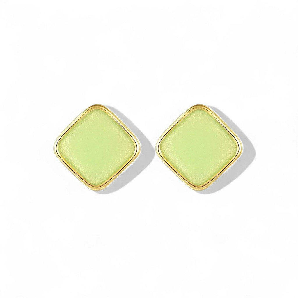 Green Orange Square Stud Earrings - Aventus