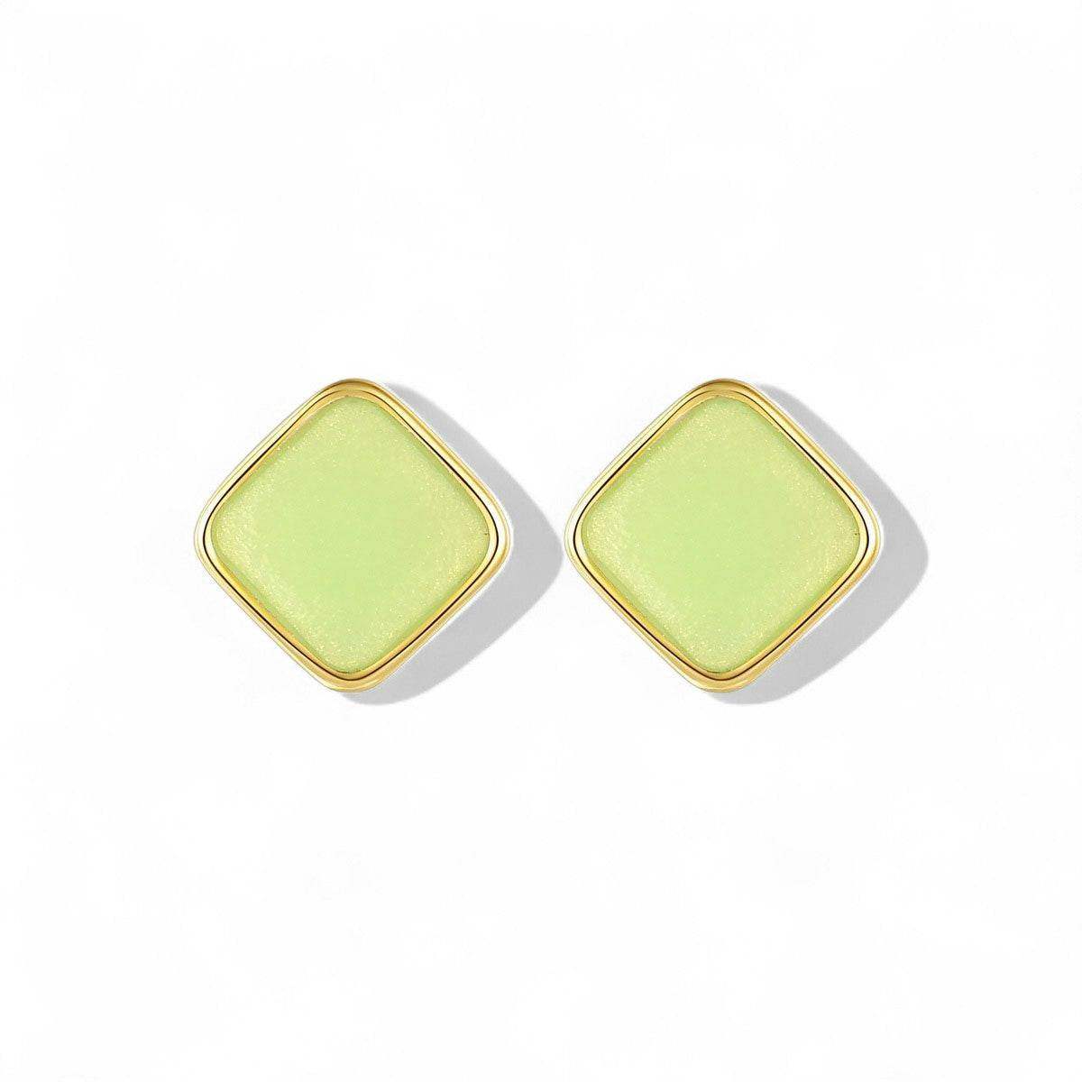 Green Orange Square Stud Earrings - Aventus