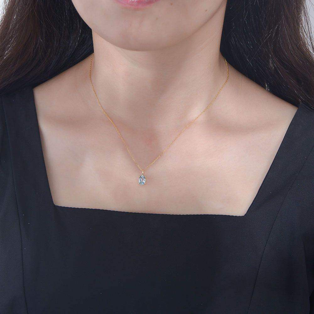 Natural Blue Topaz Pendant Necklace - Aventus